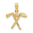 10k Yellow Gold Golf Club Pendant with Textured Ball and Crossed Clubs Design