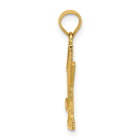 10k Yellow Gold Golf Pendant with Number One and Club Design, Unisex Sports Charm