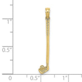 10k Yellow Gold Golf Club Pendant with Club and Ball Design, Unisex Sports Charm