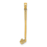 10k Yellow Gold Golf Club Pendant with Club and Ball Design, Unisex Sports Charm