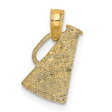 10k Yellow Gold Megaphone Charm Pendant with Ornate Scroll Design, Sports Jewelry for Women