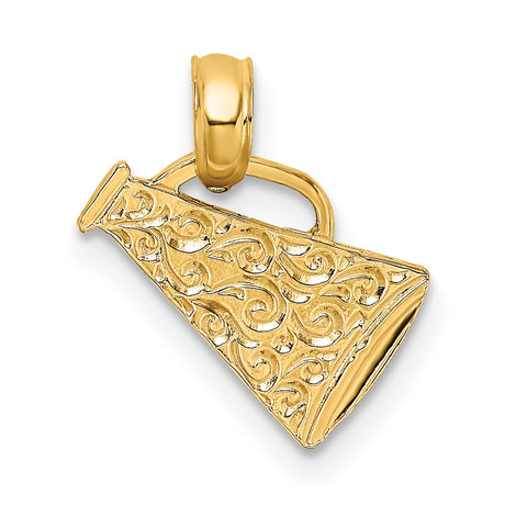 10k Yellow Gold Megaphone Charm Pendant with Ornate Scroll Design, Sports Jewelry for Women