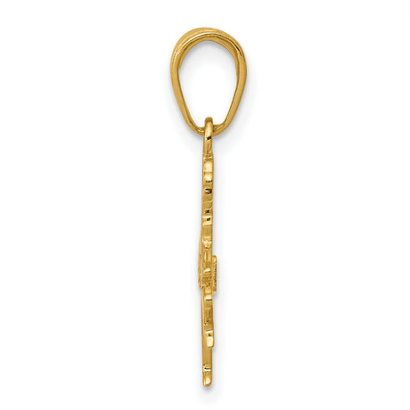 10k Yellow Gold Cheerleader Pendant with Pom-Poms, Mid-Dance Pose Charm for Women or Teens
