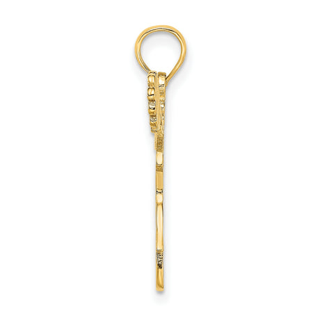 10k Yellow Gold Cheerleader Pendant with Pom-Poms, Jumping Female Sports Charm