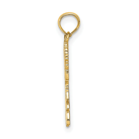 10k Yellow Gold Cheerleader Pendant with Pom-Poms, Mid-Jump Sports Charm