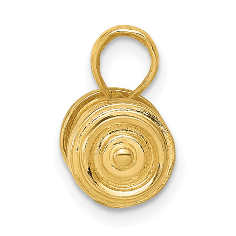 10k Yellow Gold Dumbbell Pendant, Barbell Fitness Charm for Men or Unisex Gym Enthusiasts