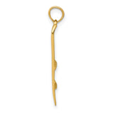 10k Yellow Gold Crossed Skis Pendant, Unisex Skiing Charm, Alpine Sports Theme Jewelry