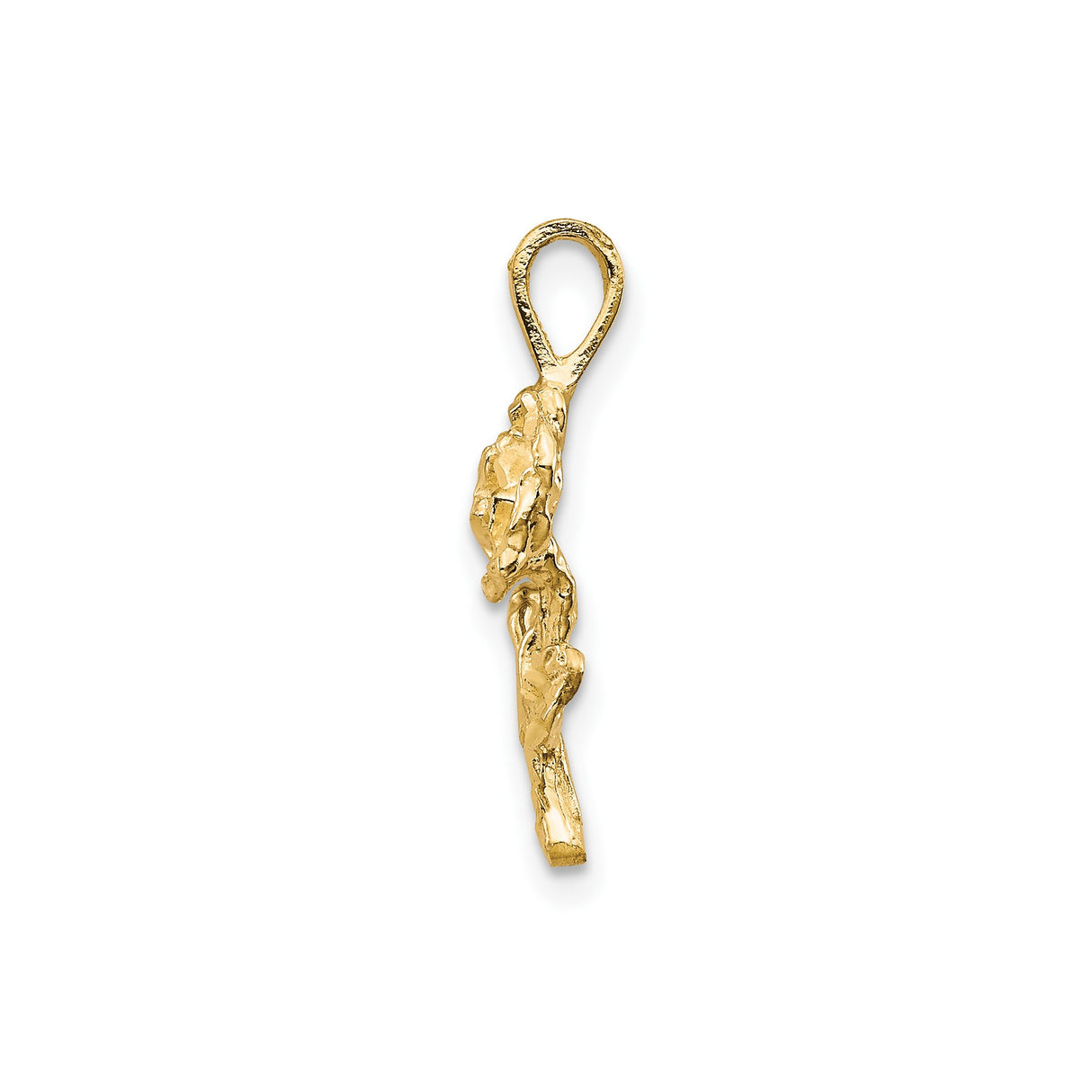 10k Yellow Gold Rose Flower Pendant with Blooming Rose and Leaf Design for Women