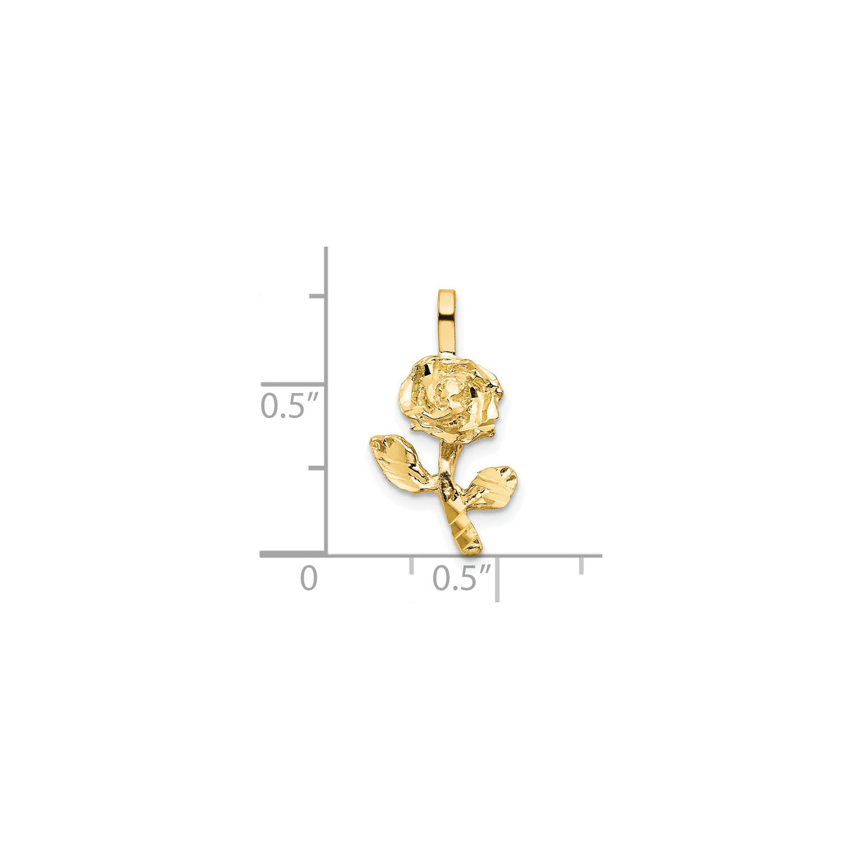 10k Yellow Gold Rose Flower Pendant with Blooming Rose and Leaf Design for Women