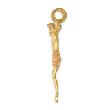 Corpus Christ Charm Pendant in Real 10k Multi-Tone Gold