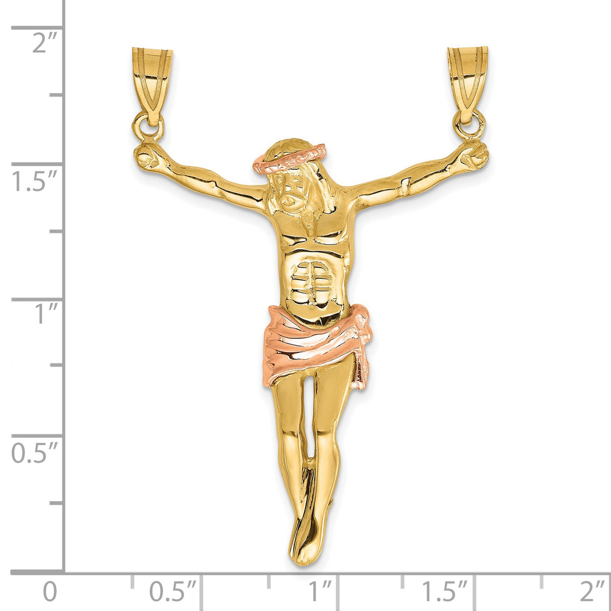 Corpus Christ Charm Pendant in Real 10k Multi-Tone Gold