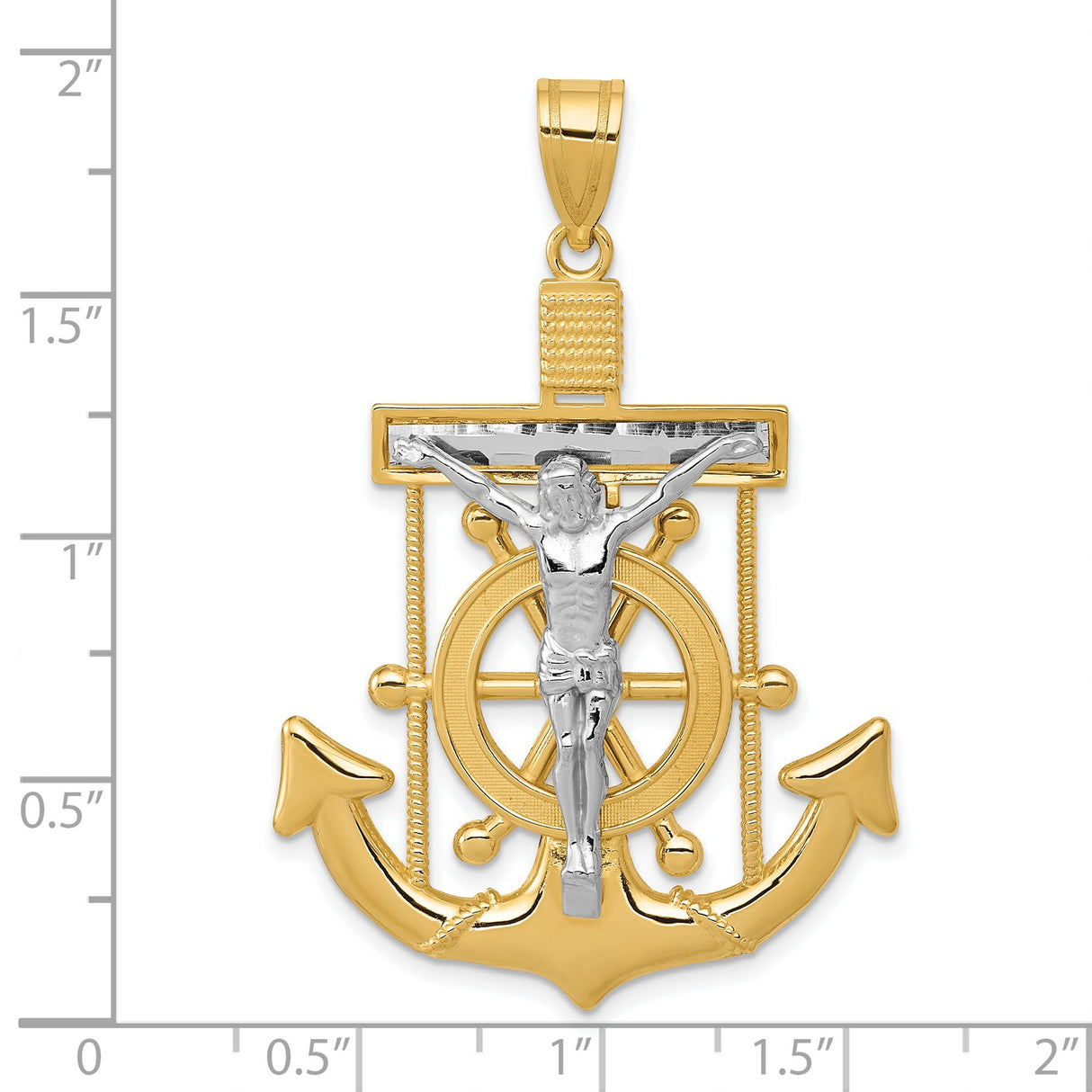 Diamond-Cut Mariners Cross Charm Pendant in Real 10k Multi-Tone Gold