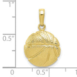 10k Yellow Gold Basketball Pendant, Textured Sports Charm for Men or Unisex Wear