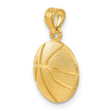 10k Yellow Gold Basketball Pendant with Textured Design and Lines, Sports Charm for Men or Unisex