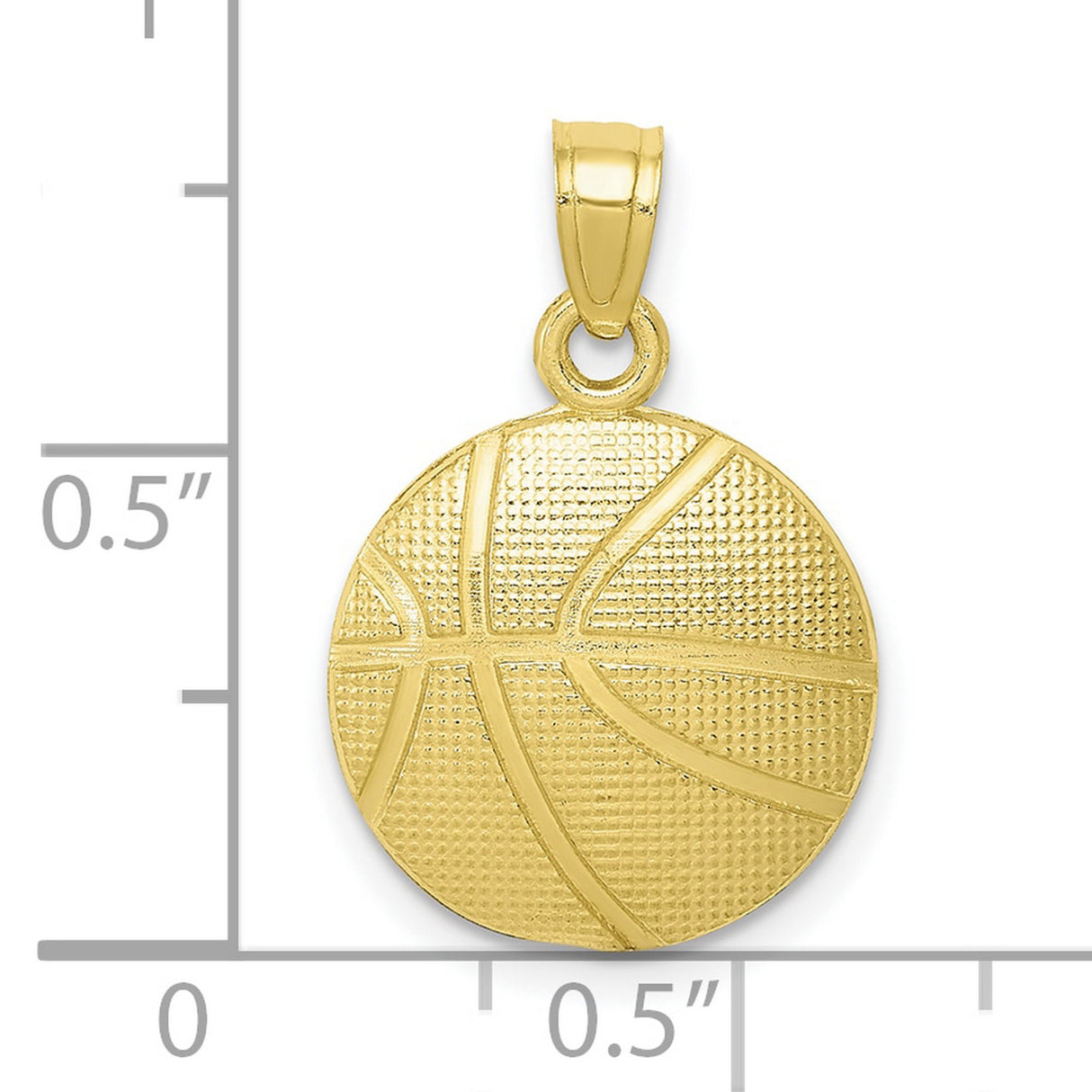 10k Yellow Gold Basketball Pendant with Textured Design and Lines, Sports Charm for Men or Unisex