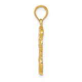10k Yellow Gold Basketball Pendant with Hoop and Net Design, Urban Sports Style Charm