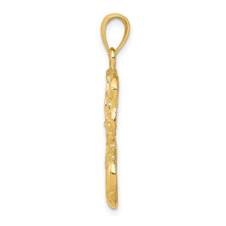 10k Yellow Gold Basketball Pendant with Net Design, Sports Hoop Style for Men or Unisex