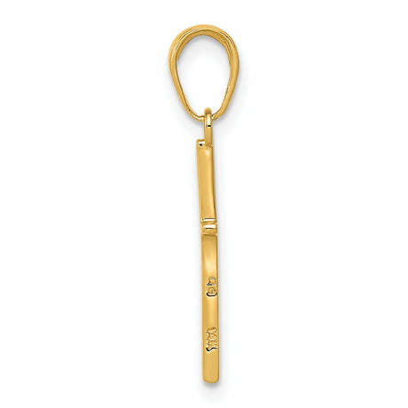 10k Yellow Gold Cross Pendant, Polished Finish Religious Charm, Unisex Minimalist Design