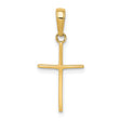 10k Yellow Gold Cross Pendant, Polished Finish Religious Charm, Unisex Minimalist Design