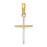 10k Yellow Gold Cross Pendant, Polished Finish Religious Charm, Unisex Minimalist Design
