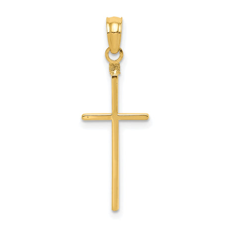 10k Yellow Gold Cross Pendant, Polished Religious Charm for Men and Women