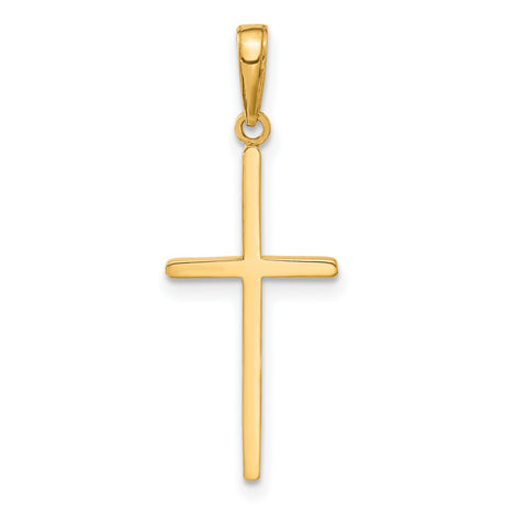 10k Yellow Gold Cross Pendant, Sleek Minimalist Religious Charm for Men and Women