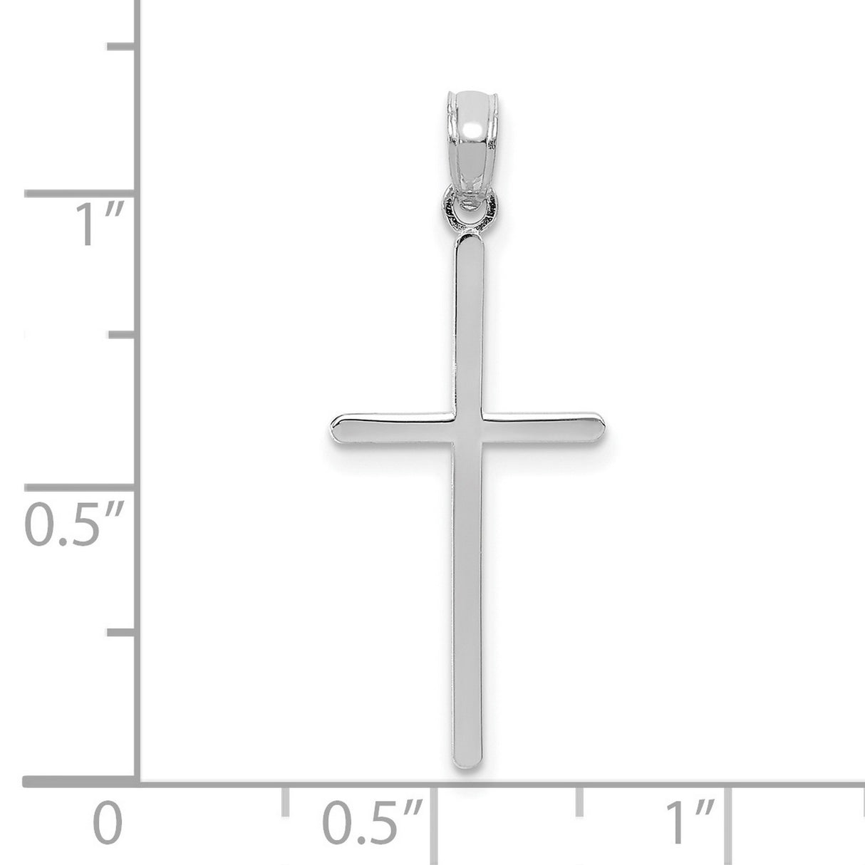 10k White Gold Cross Pendant with Polished Slender Design, Minimalist Religious Charm