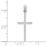 10k White Gold Cross Pendant with Polished Slender Design, Minimalist Religious Charm