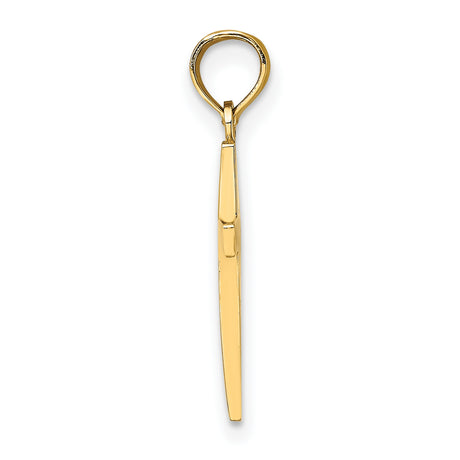 10k Yellow Gold Cross Pendant, Polished Solid Charm with Classic Minimalist Design