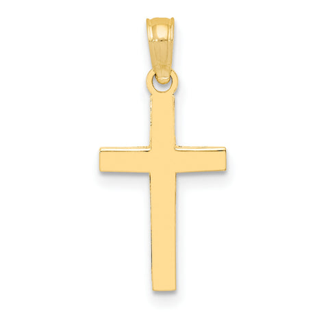 10k Yellow Gold Cross Pendant, Polished Solid Charm with Classic Minimalist Design