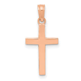 Polished Cross In Real 10k Rose Gold Charm Pendant in Real 10k Rose Gold