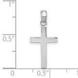 10k White Gold Cross Pendant, Polished Minimalist Religious Charm for Men and Women