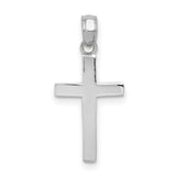 10k White Gold Cross Pendant, Polished Minimalist Religious Charm for Men and Women