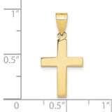 10k Yellow Gold Cross Pendant, Minimalist Mirror Finish with Square Edge, Unisex Religious Jewelry