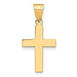 10k Yellow Gold Cross Pendant, Minimalist Mirror Finish with Square Edge, Unisex Religious Jewelry