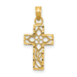 Diamond-Cut Filigree Cross Charm Pendant in Real 10k Yellow Gold