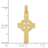 10k Yellow Gold Celtic Cross Pendant, Reversible Design with Halo Accents