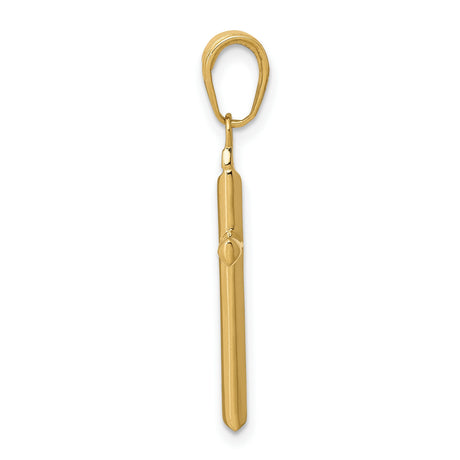 10k Yellow Gold Reversible Latin Cross Pendant with Beveled Edges and Polished Finish