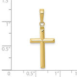 10k Yellow Gold Reversible Latin Cross Pendant with Beveled Edges and Polished Finish