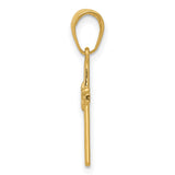 10k Yellow Gold Cross Pendant with Rounded Edges, Polished Finish, Minimalist Religious Design