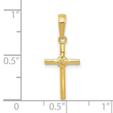 10k Yellow Gold Cross Pendant with Rounded Edges, Polished Finish, Minimalist Religious Design