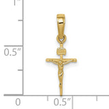10k Yellow Gold Crucifix Cross Pendant with INRI and Detailed Christ Figure for Men and Women