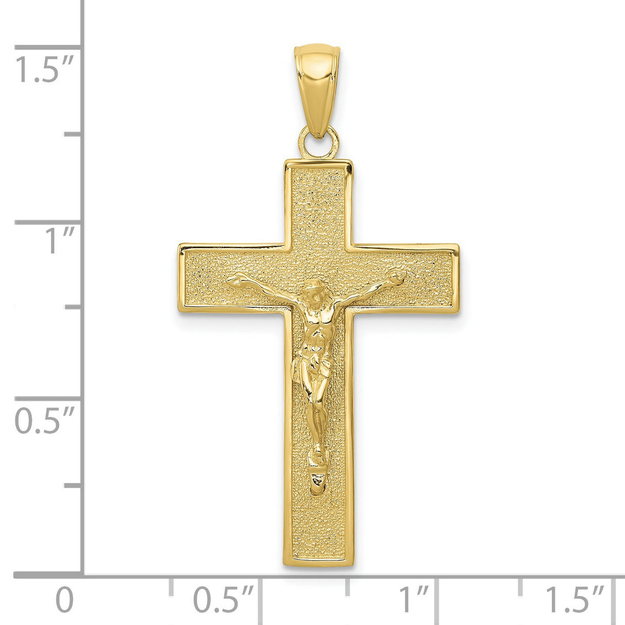 10k Yellow Gold Crucifix Pendant Featuring Jesus on Cross, Christian Religious Charm