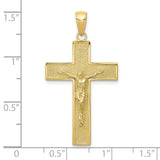 10k Yellow Gold Crucifix Pendant Featuring Jesus on Cross, Christian Religious Charm