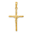 10k Yellow Gold Crucifix Pendant with Jesus on Cross, High Polish Religious Charm for Men and Women