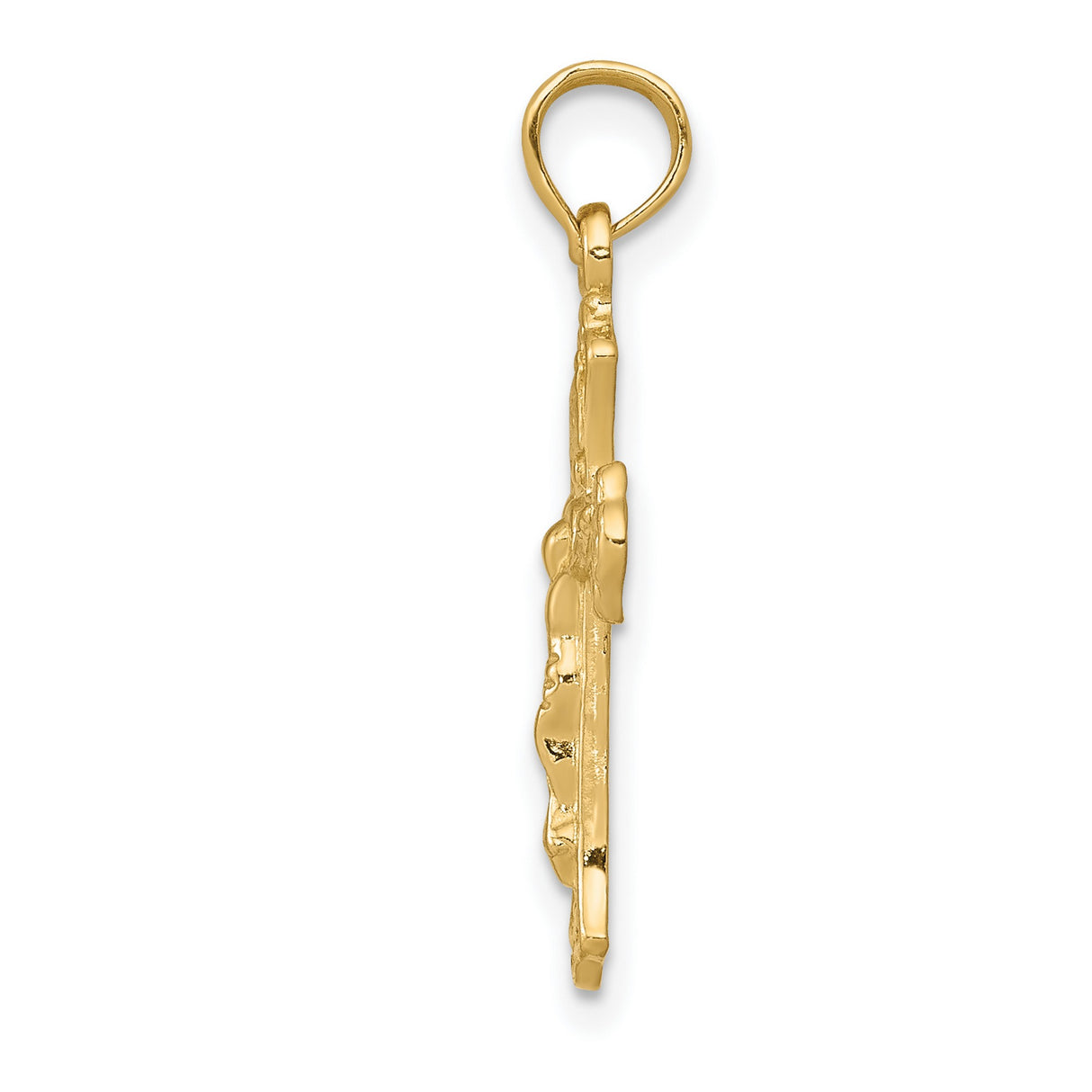 10k Yellow Gold Crucifix Pendant with INRI Jesus Detail Latin Cross Charm