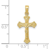 10k Yellow Gold Crucifix Pendant with INRI Jesus Detail Latin Cross Charm