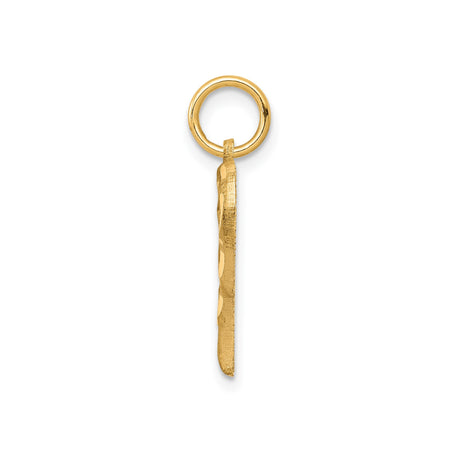 10k Yellow Gold Heart Pendant with Open Design and Textured Polished Finish for Women