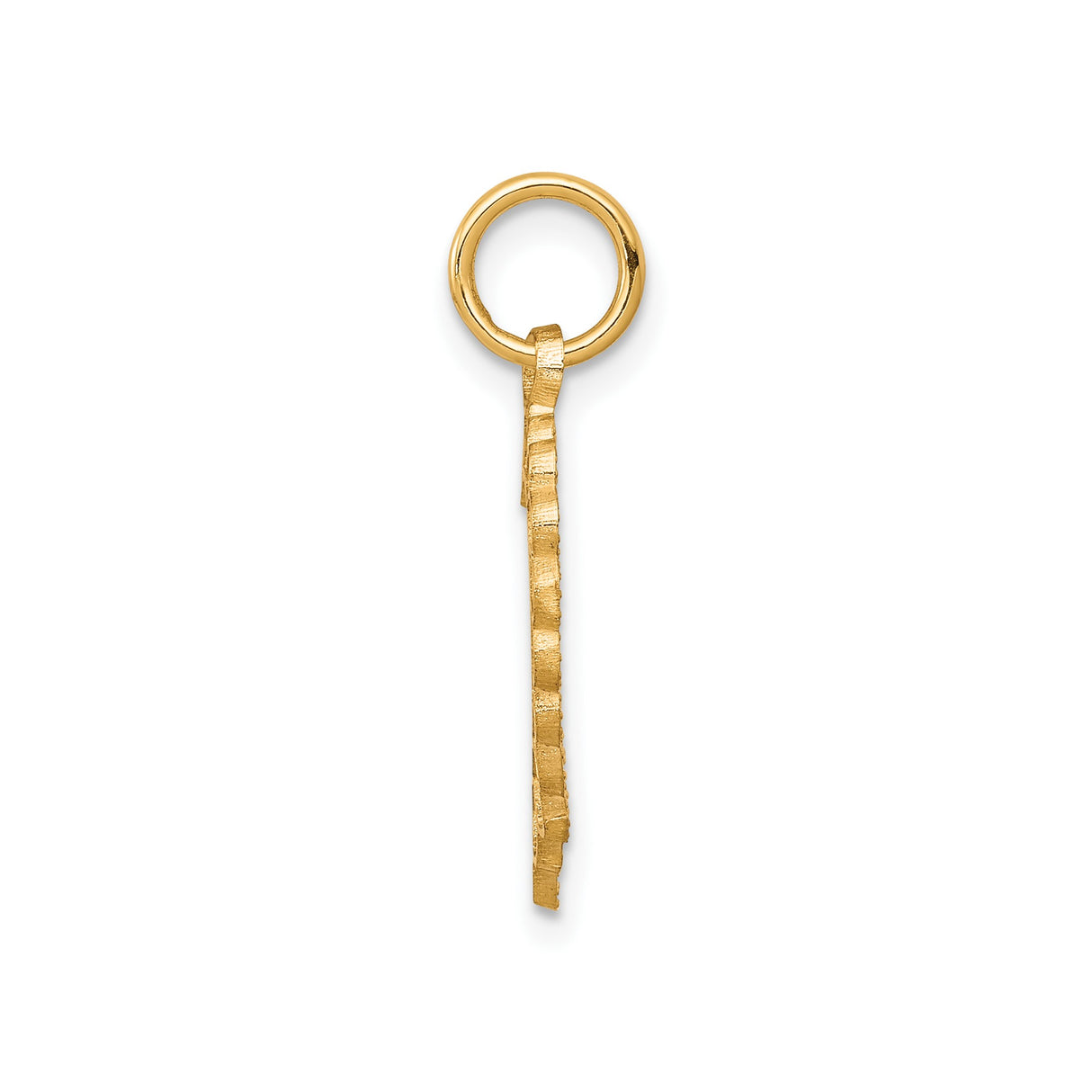10k Yellow Gold Heart Pendant with Scalloped Edge Design, Lightweight Romantic Jewelry