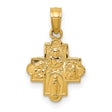 10k Yellow Gold Cross Pendant with Virgin Mary and Angels, Catholic Medallion Jewelry